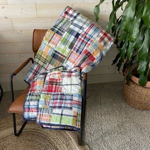 Pottery barn plaid reversible twin comforter and 2 shams